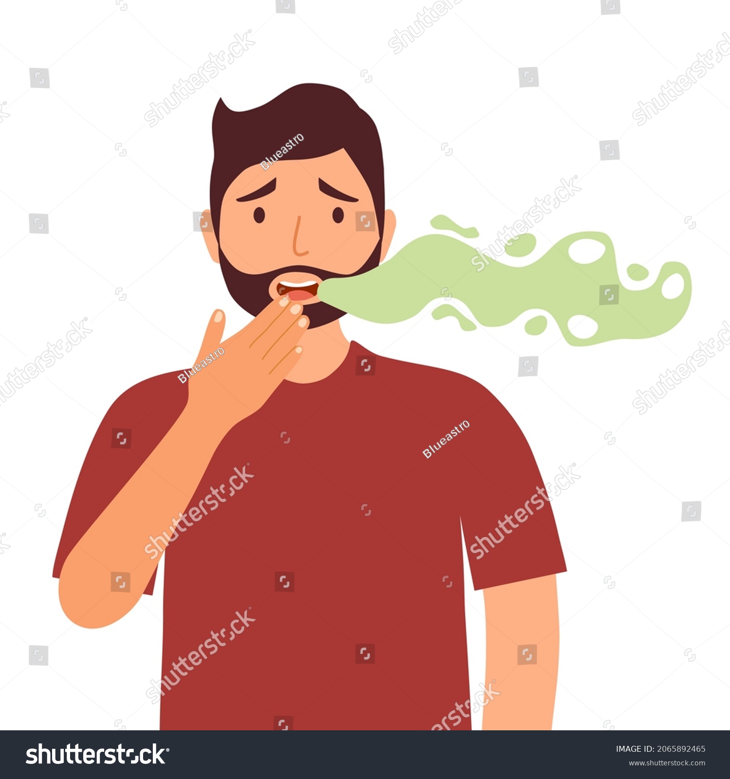 SVG of Man with bad breath in flat design on white background. Smelly mouth concept vector illustration. Oral health. svg