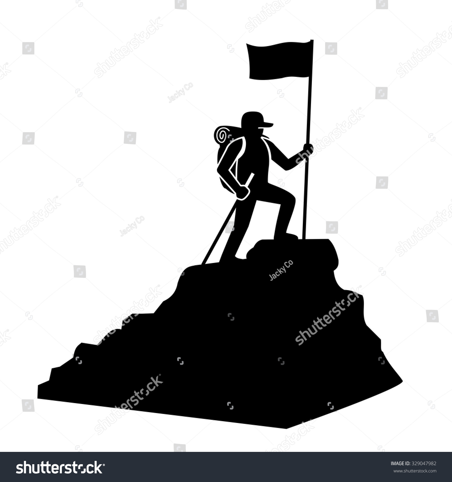 Man Flag Standing On Top Mountain Stock Vector 329047982 - Shutterstock