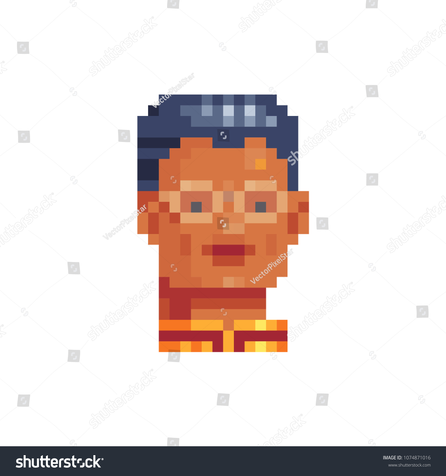 Man Glasses Pixel Art Character Male Stock Vector Royalty Free