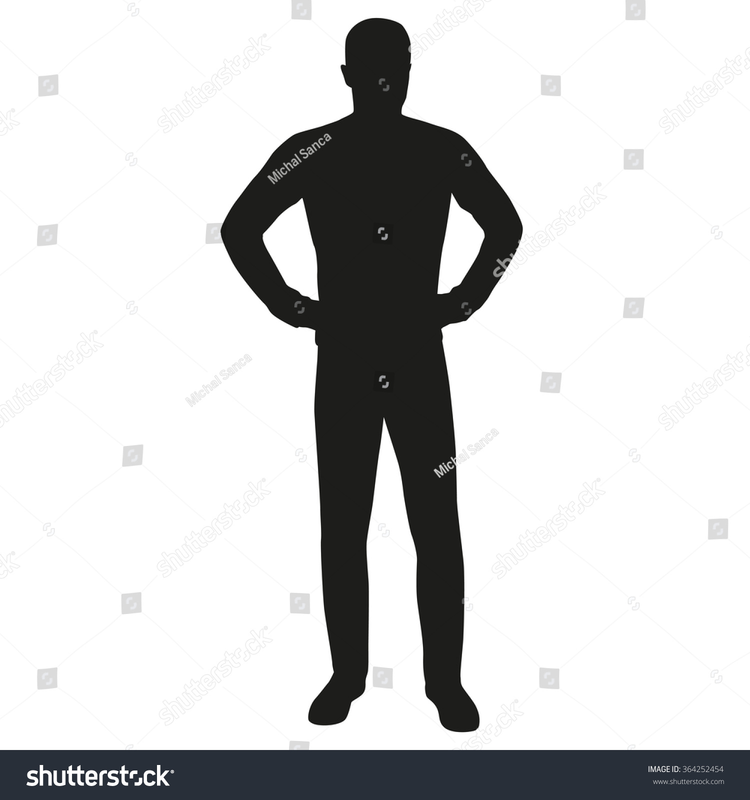 Man Hands On Hips Vector Silhouette Stock Vector Royalty Free 364252454