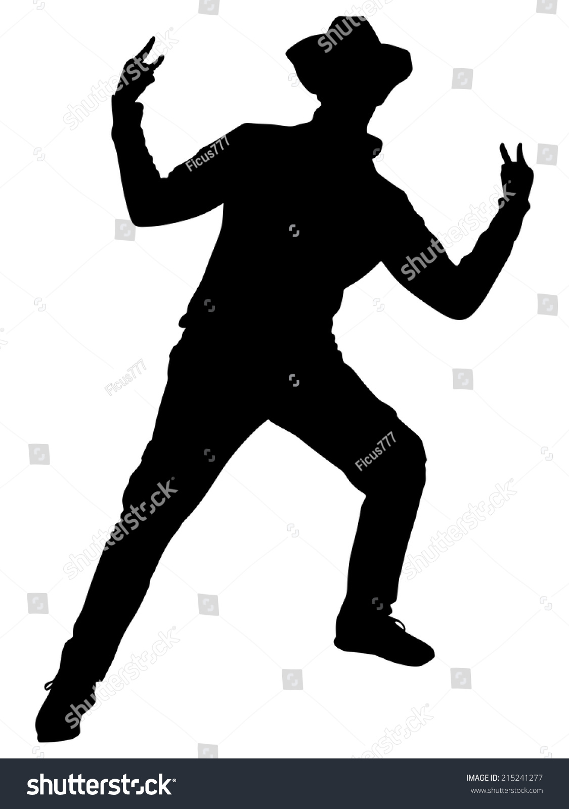 Man With Hat Dancing Silhouette, Vector - 215241277 : Shutterstock