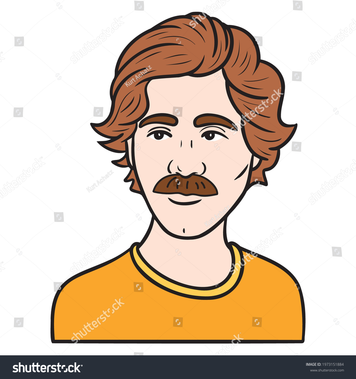 Man Mustache 80s Look Avatar Comic Stock Vector Royalty Free 1973151884 Shutterstock 3503