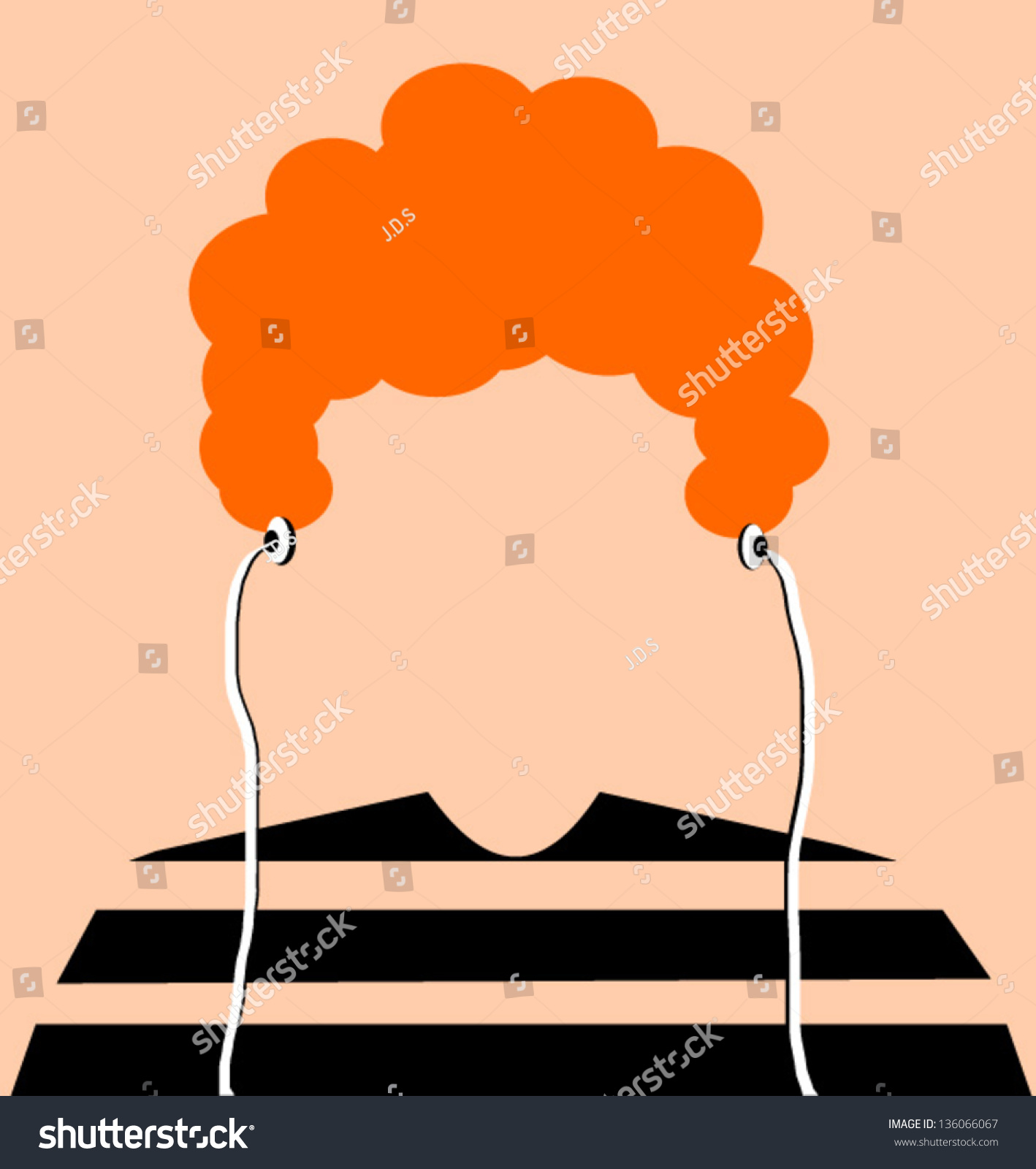 SVG of man with orange hair and earphones svg