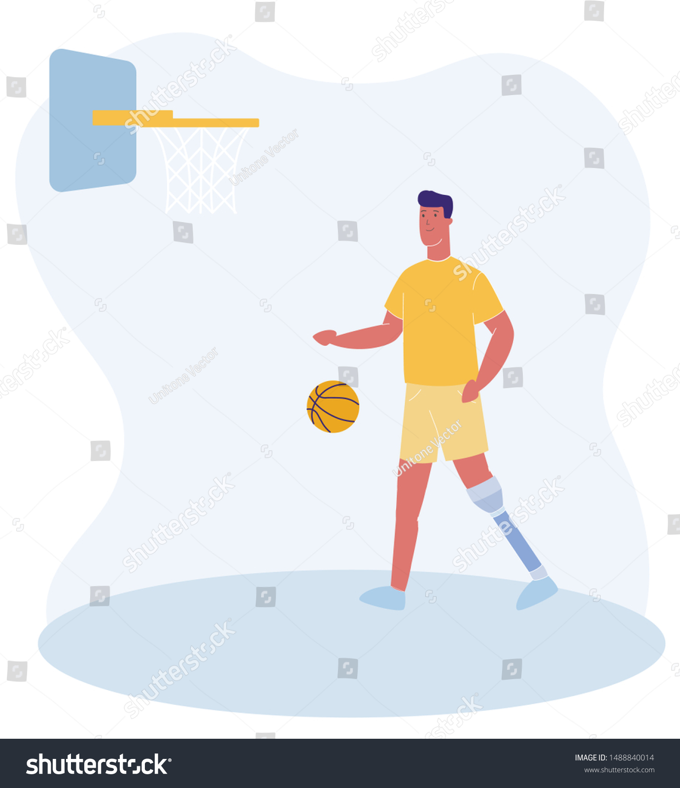 Man Prosthesis Play Basketball Vector Illustration Stock Vector Royalty Free