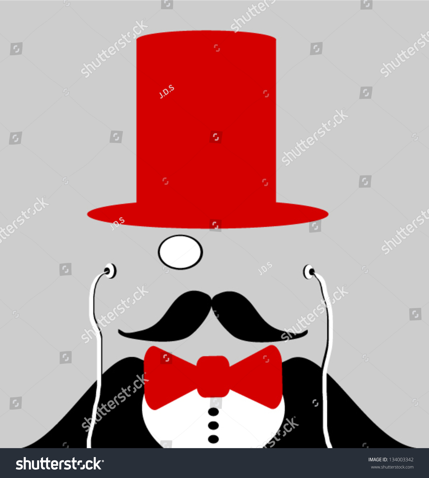 Man Red Bow Tie Top Hat Stock Vector 134003342 - Shutterstock