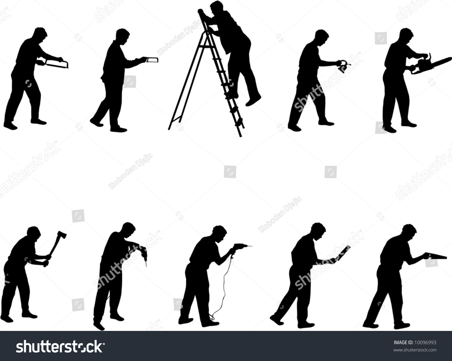 Man With Tools Silhouettes Stock Vector Illustration 10096993 ...