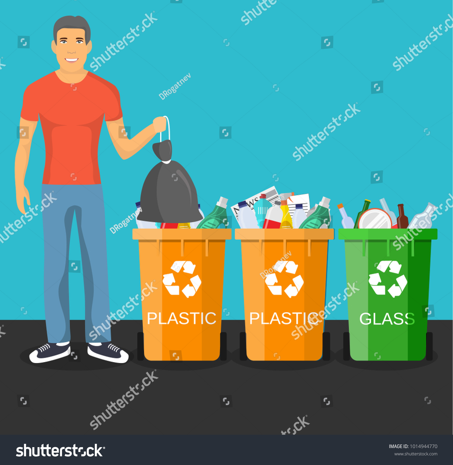 Man Trash Vector Illustration Keep Clean vector de stock (libre de