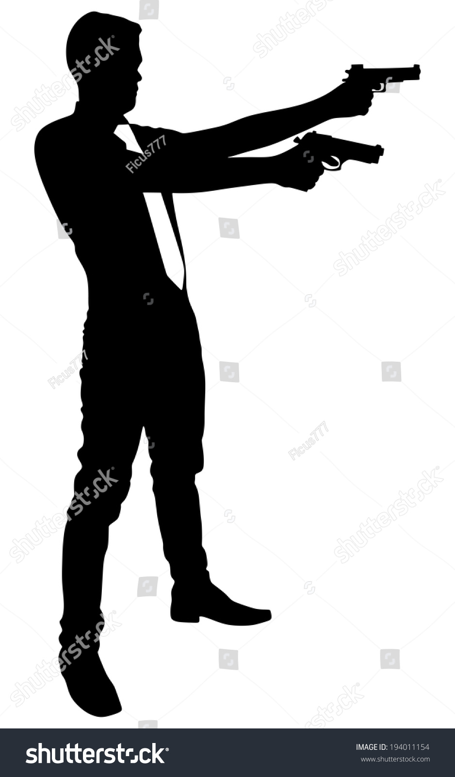 Man With Two Guns Stock Vector Illustration 194011154 : Shutterstock