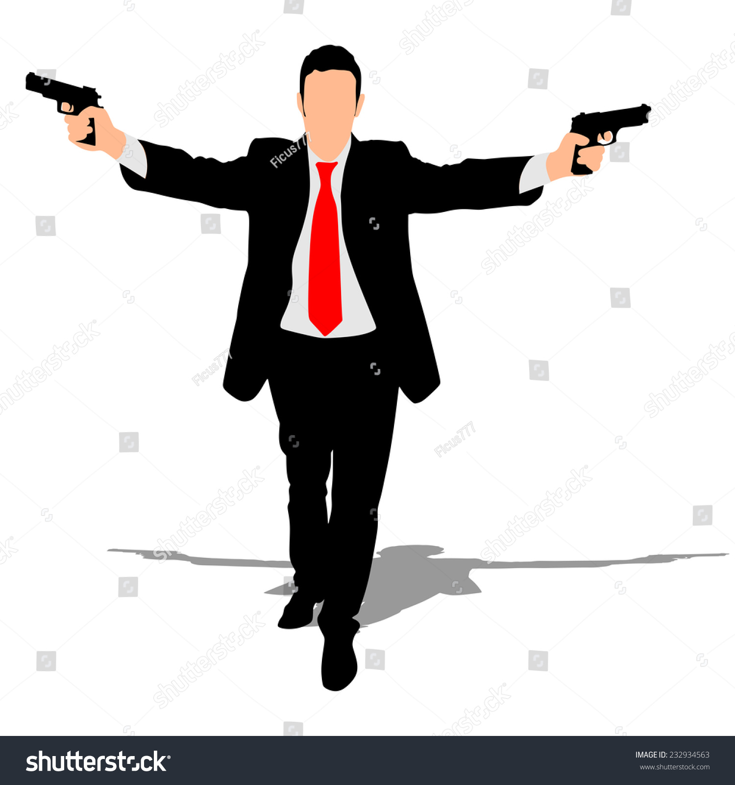 Man Two Guns Stock Vector (Royalty Free) 232934563