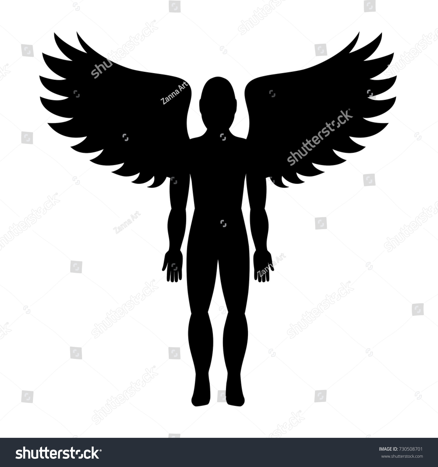 Man Wings Angel Figure Vector Illustration Stock Vector (Royalty Free ...