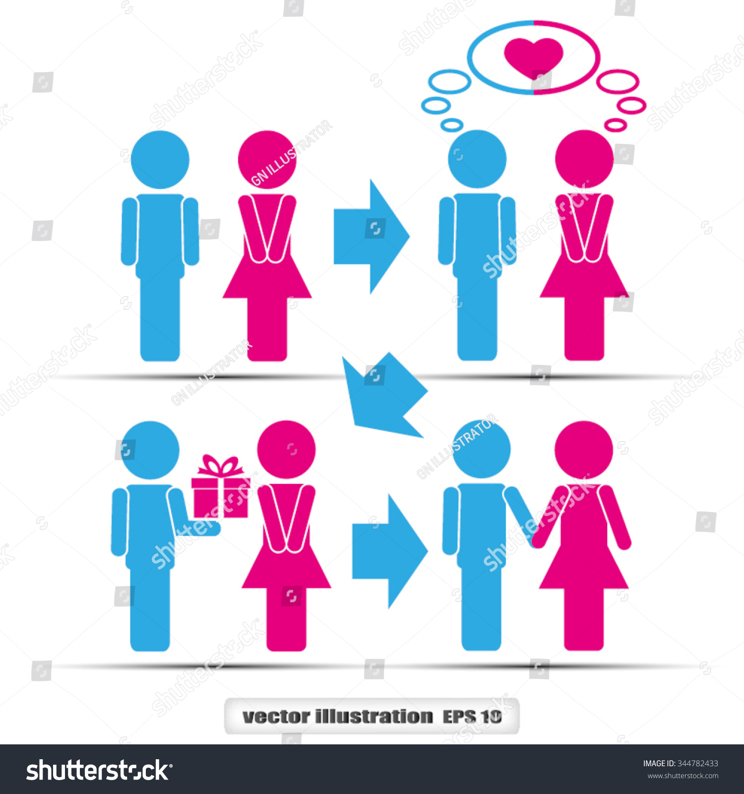 Man Woman Set Icon Stock Vector Illustration 344782433 : Shutterstock