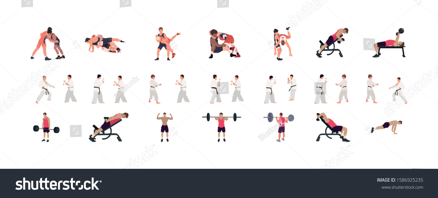 Man Workout Illustration Set Gym Karate Stock Vector (Royalty Free ...