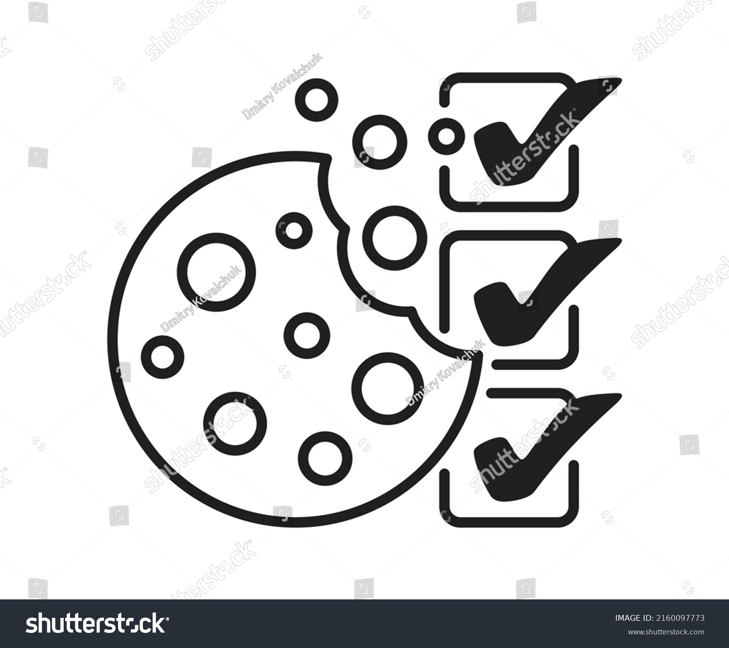 SVG of Manage and accept of Cookies in websites. Pictogram for pop-up window with cookie and checklist svg