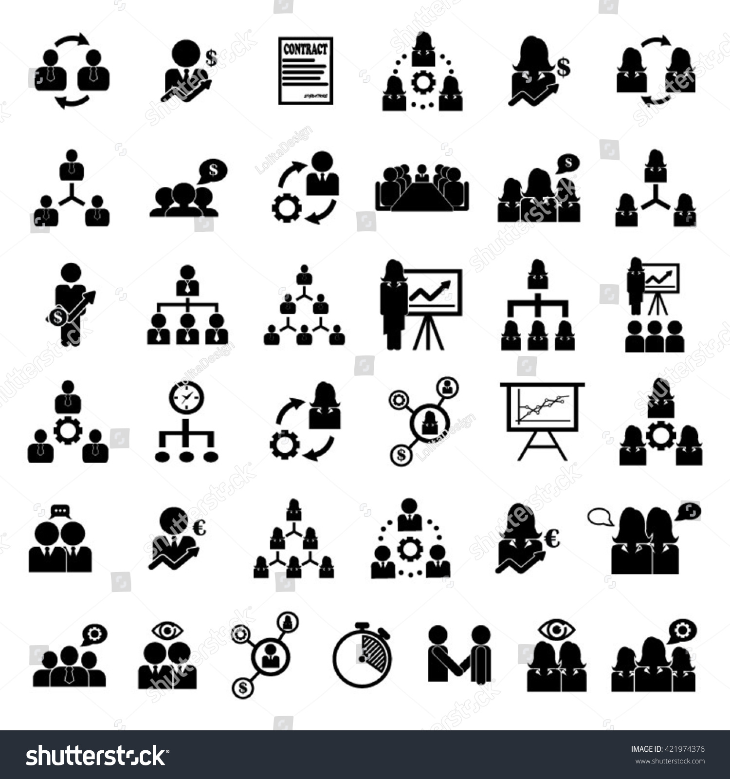 Management Business Training Learning Icon Set Stock Vector (Royalty ...