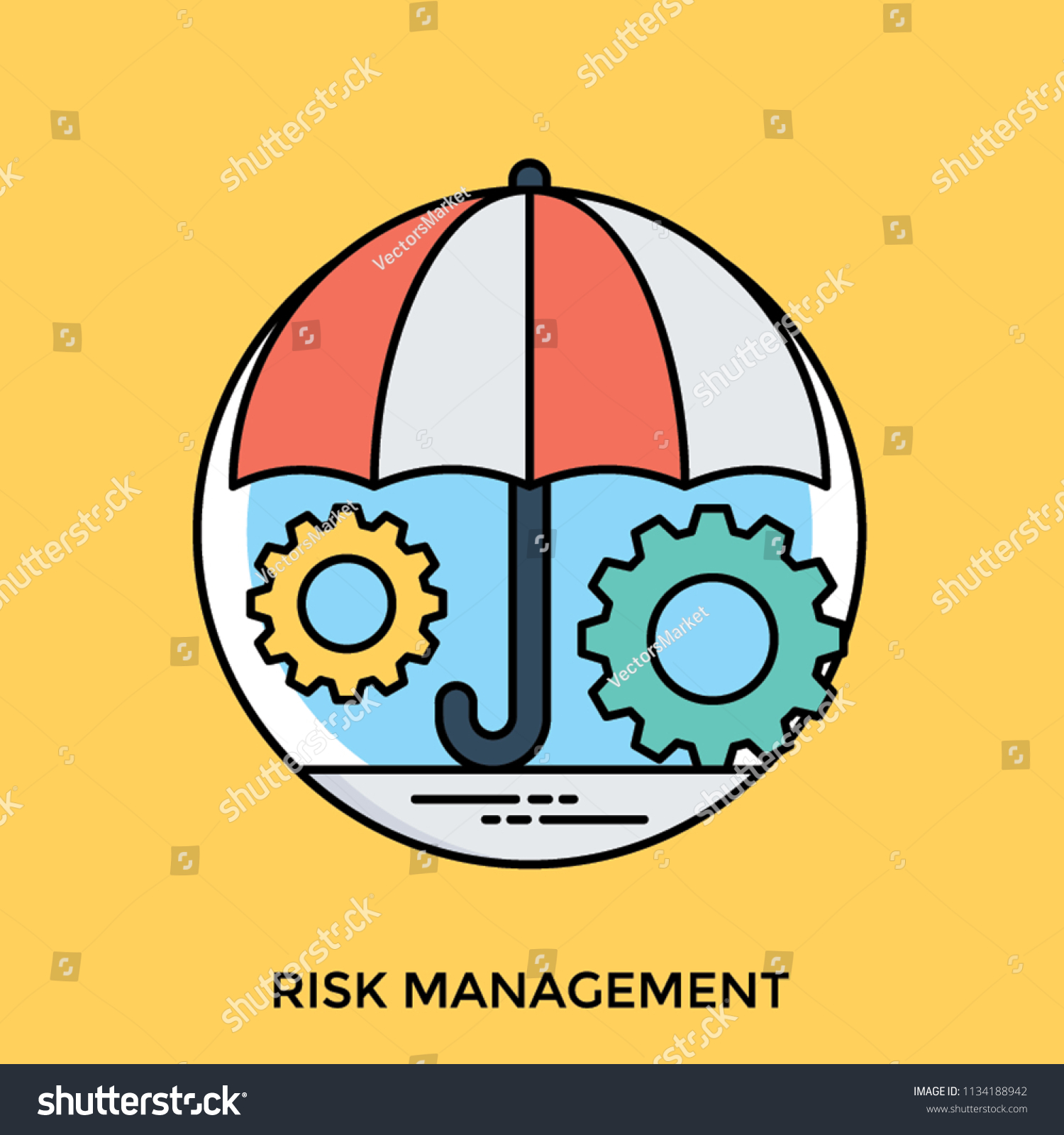 Management Gears Under Umbrella Throwing Light Stock Vector (Royalty ...