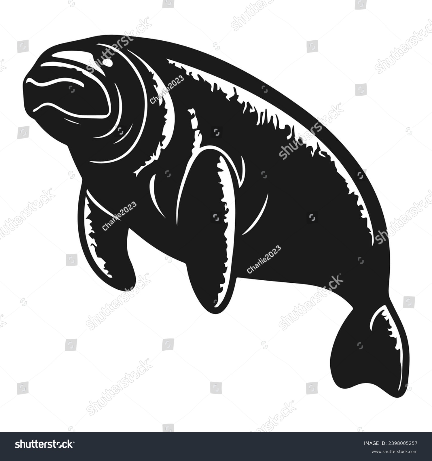 SVG of Manatee silhouettes and icons. Black flat color simple elegant white background Manatee animal vector and illustration. svg
