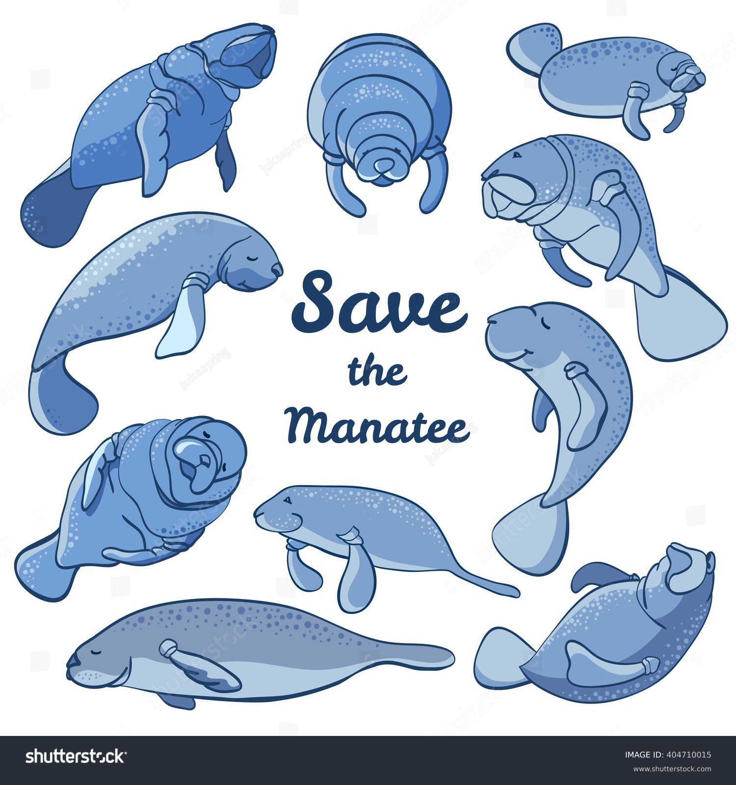 SVG of Manatees swimming in the ocean. Save the manatee concept. Character design. Vector illustrations isolated on white background. svg