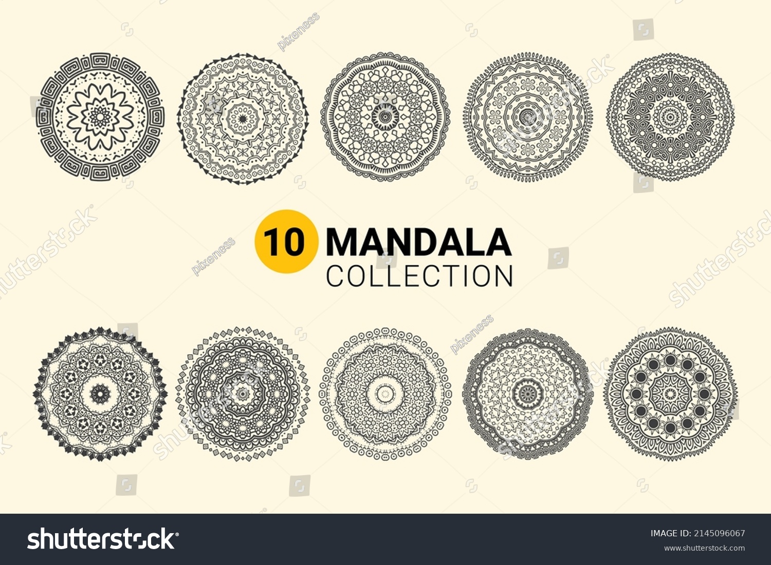 SVG of Mandala Coloring Book for Kdp Interior, Ornamental luxury mandala pattern, Outline collection of abstract yoga symbol, Set of hand drawing zentangle mandala elements svg