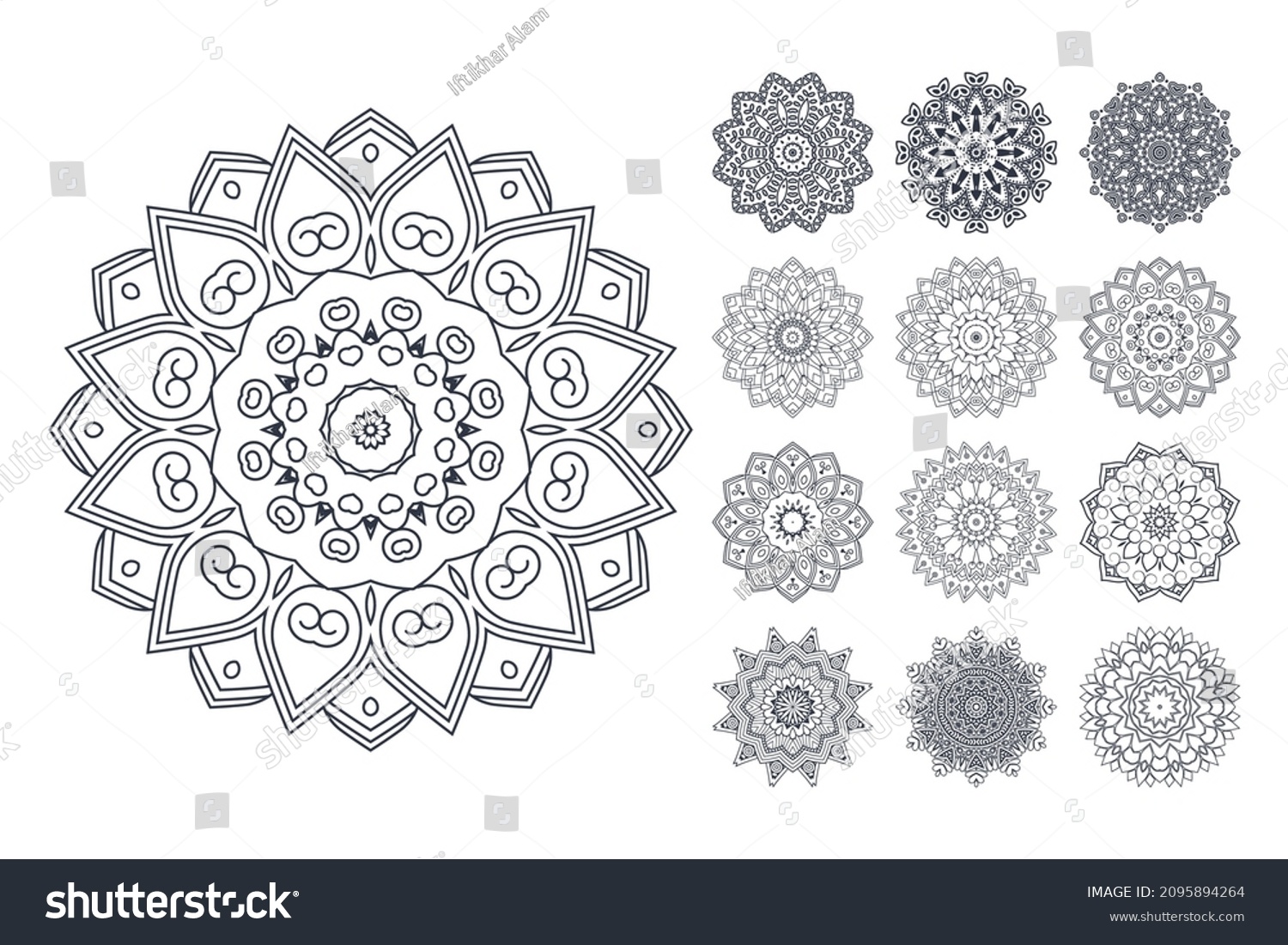 SVG of Mandala coloring page bundle. Mandala flower pattern set vector. Mandala line art vector. Flower pattern vector. Black and white mandala pattern. interior SVG cut file svg