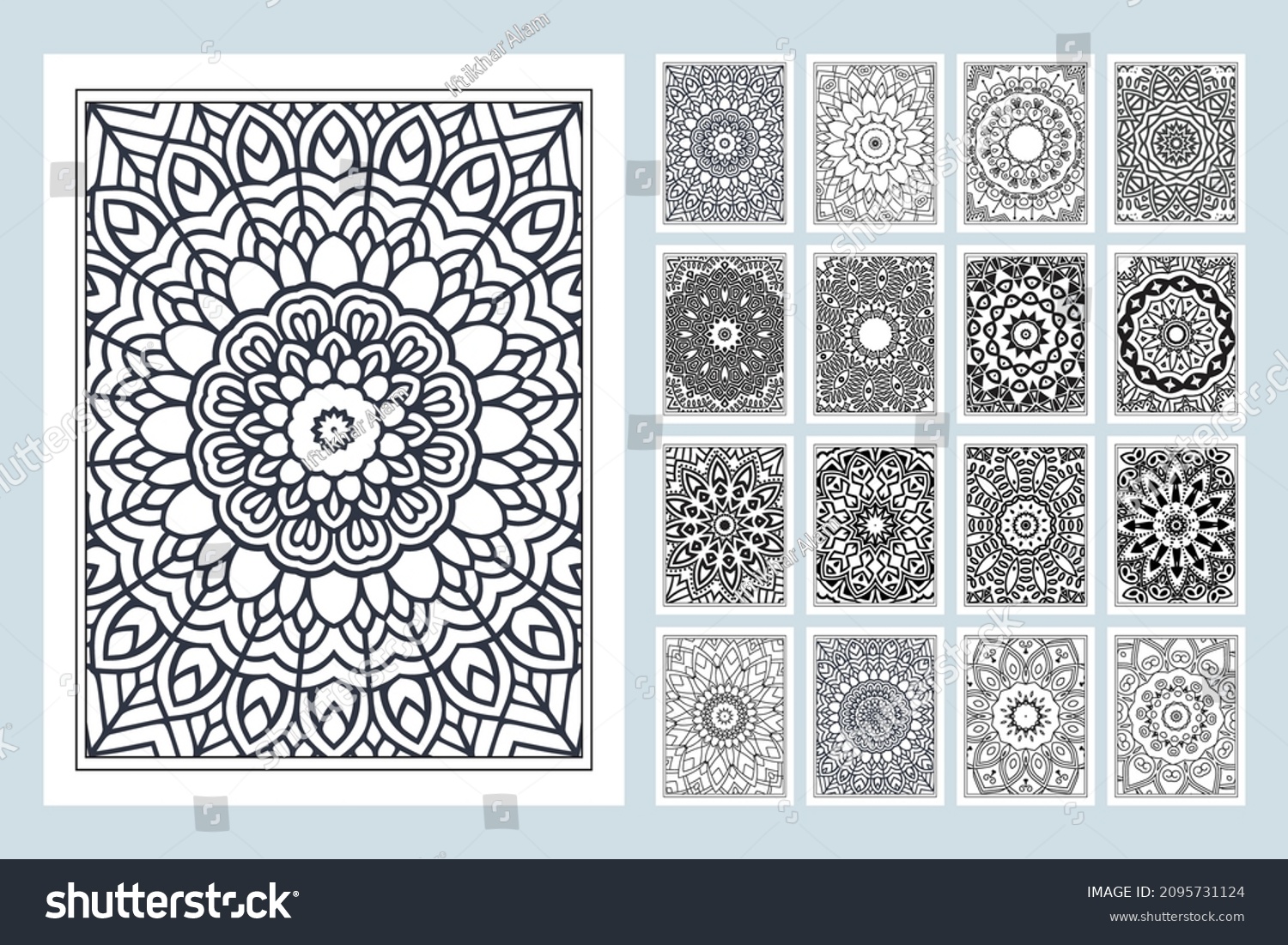 SVG of Mandala coloring page interior. Mandala pattern set vector. Flower pattern vector. Black and white flower pattern vector. Mandala coloring page illustration. Mandala 
 interior SVG cut file svg