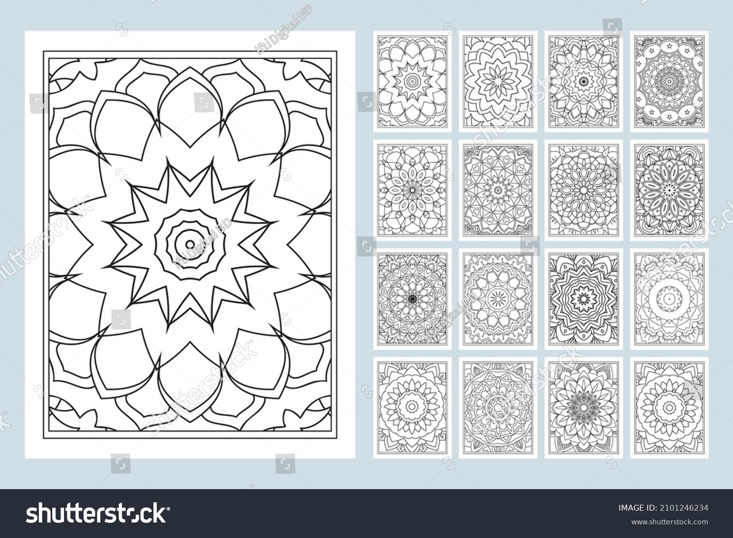 SVG of Mandala colouring book. Line art illustration. Mandala pattern vector. Black and white coloring page pattern. Mandala interior SVG cut file. Coloring page mandala background. svg