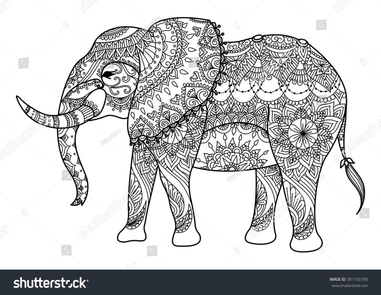 SVG of Mandala elephant line art design for card, tattoo, banner, coloring book and so on - stock vector svg