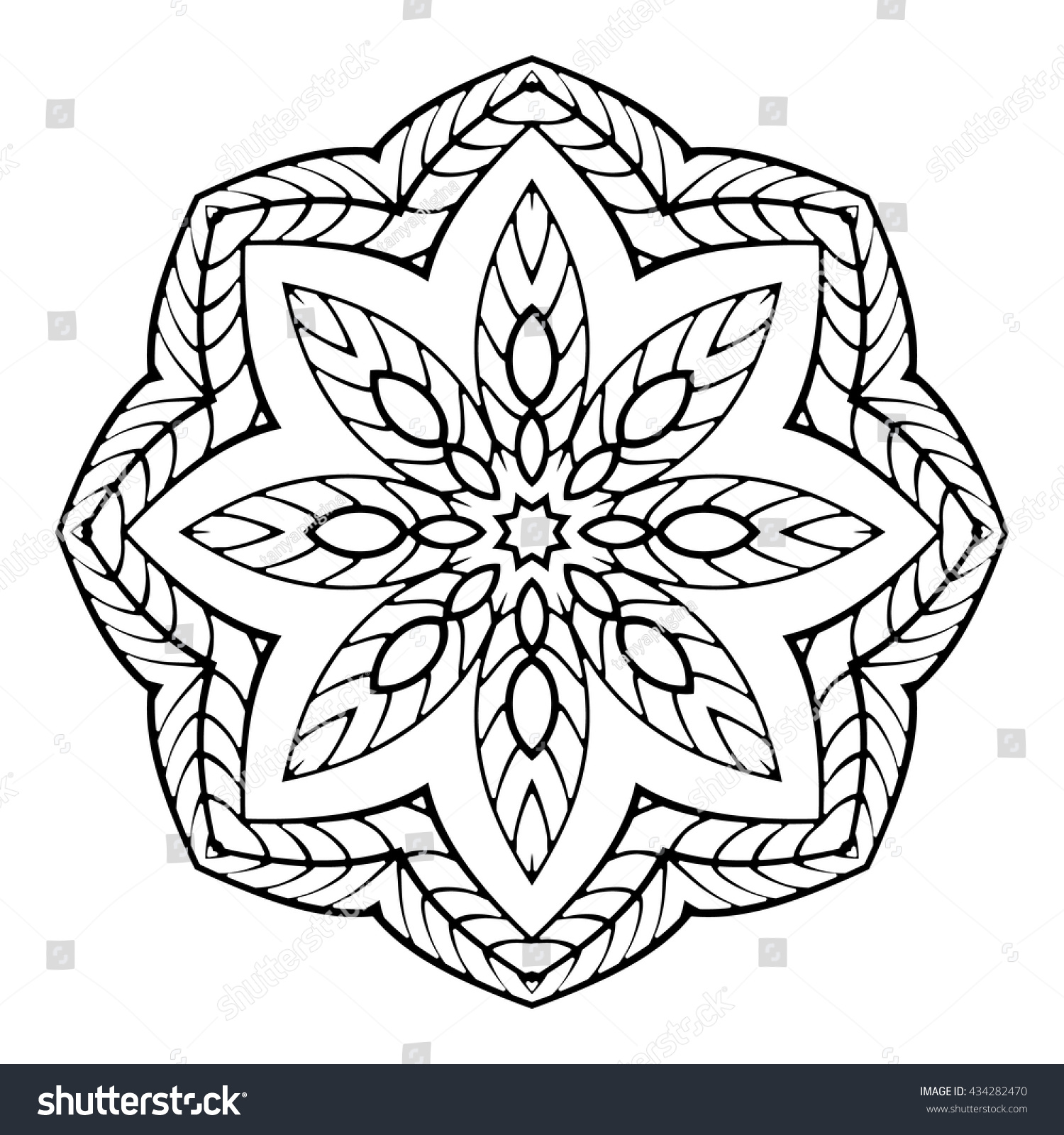 Download Mandala. Herbal Decorative Elements. Picture For Coloring. Stock Vector 434282470 : Shutterstock