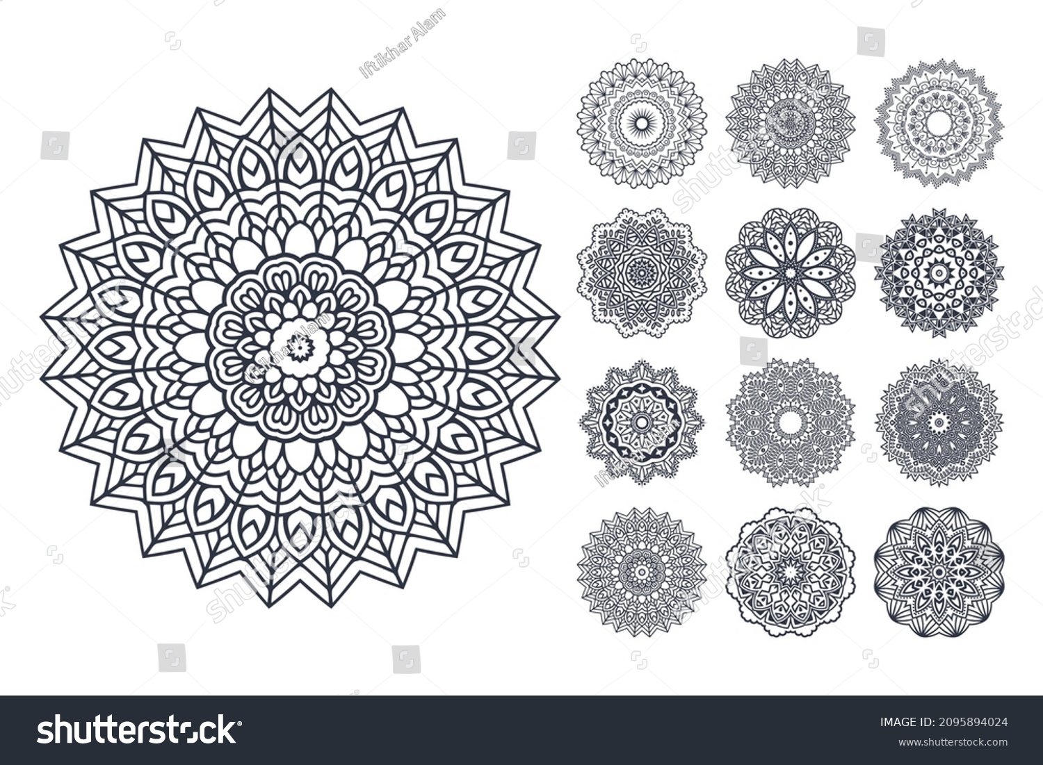 SVG of Mandala line art bundle. Mandala coloring page vector. Black and white mandala pattern. Mandala flower pattern set vector. Flower pattern vector. interior SVG cut file svg