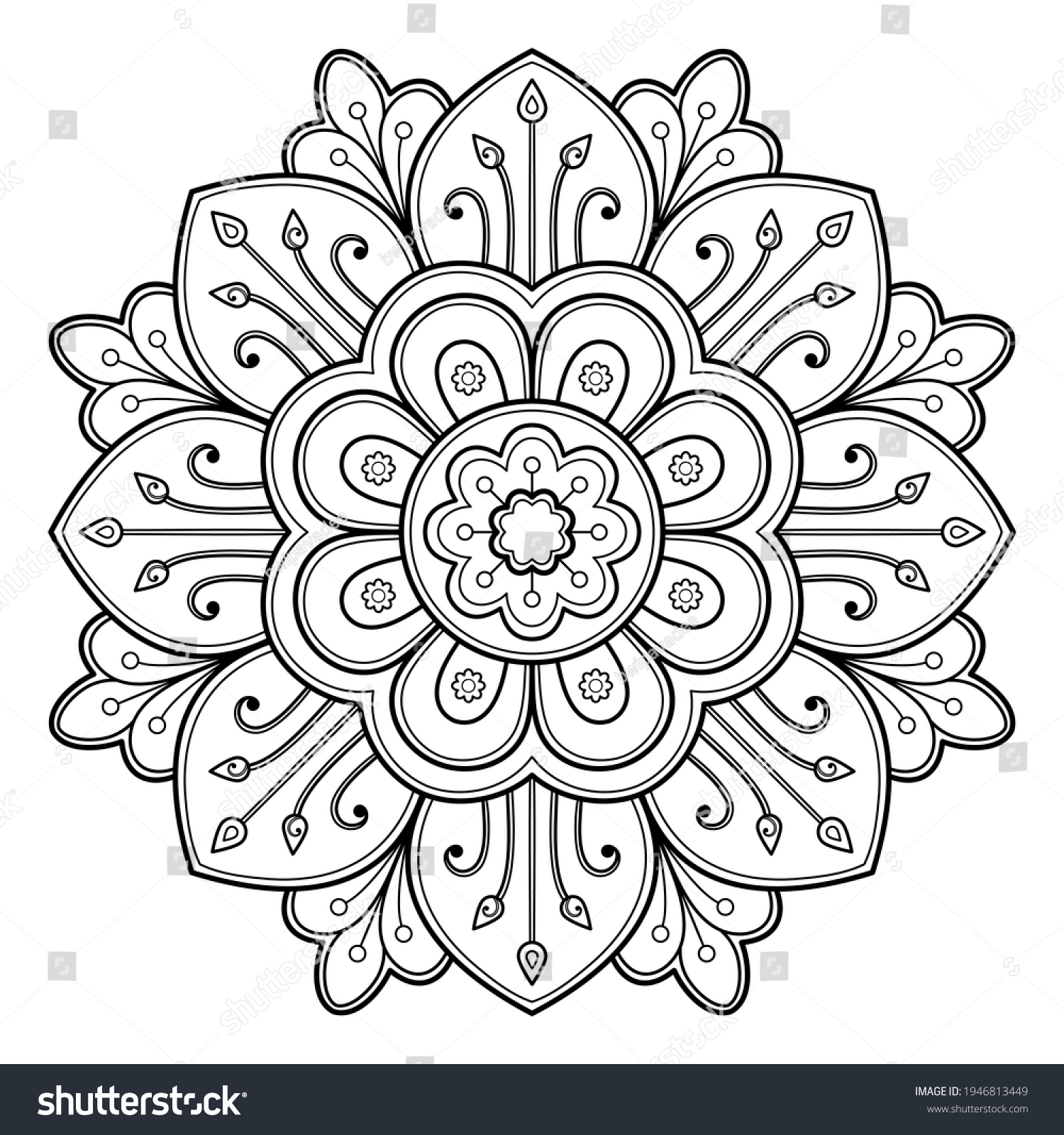 Mandala Pattern Coloring Book Art Wallpaper Stock Vector (Royalty Free ...