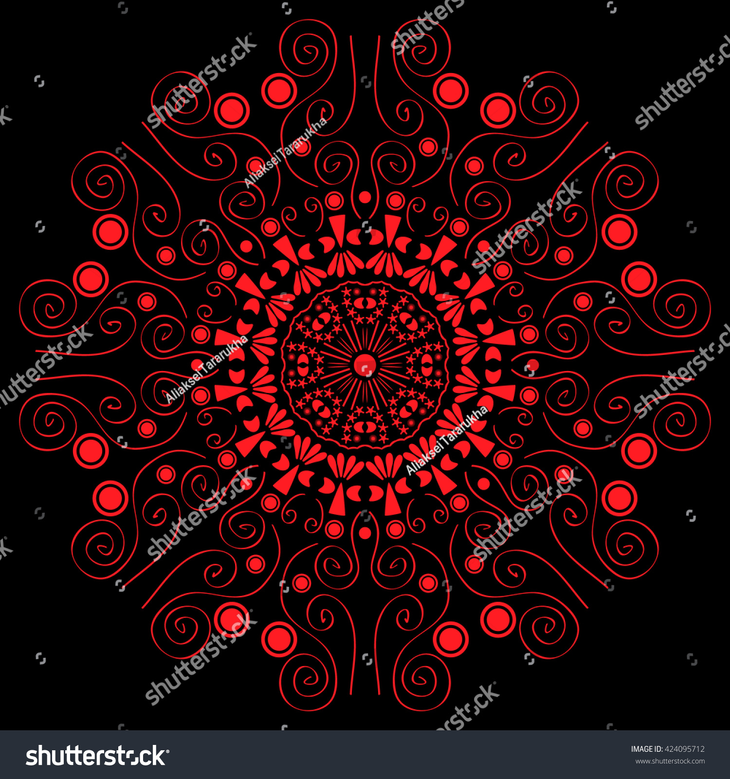 Mandala Red Black Background Symbol Fire Stock Vector 424095712 ...