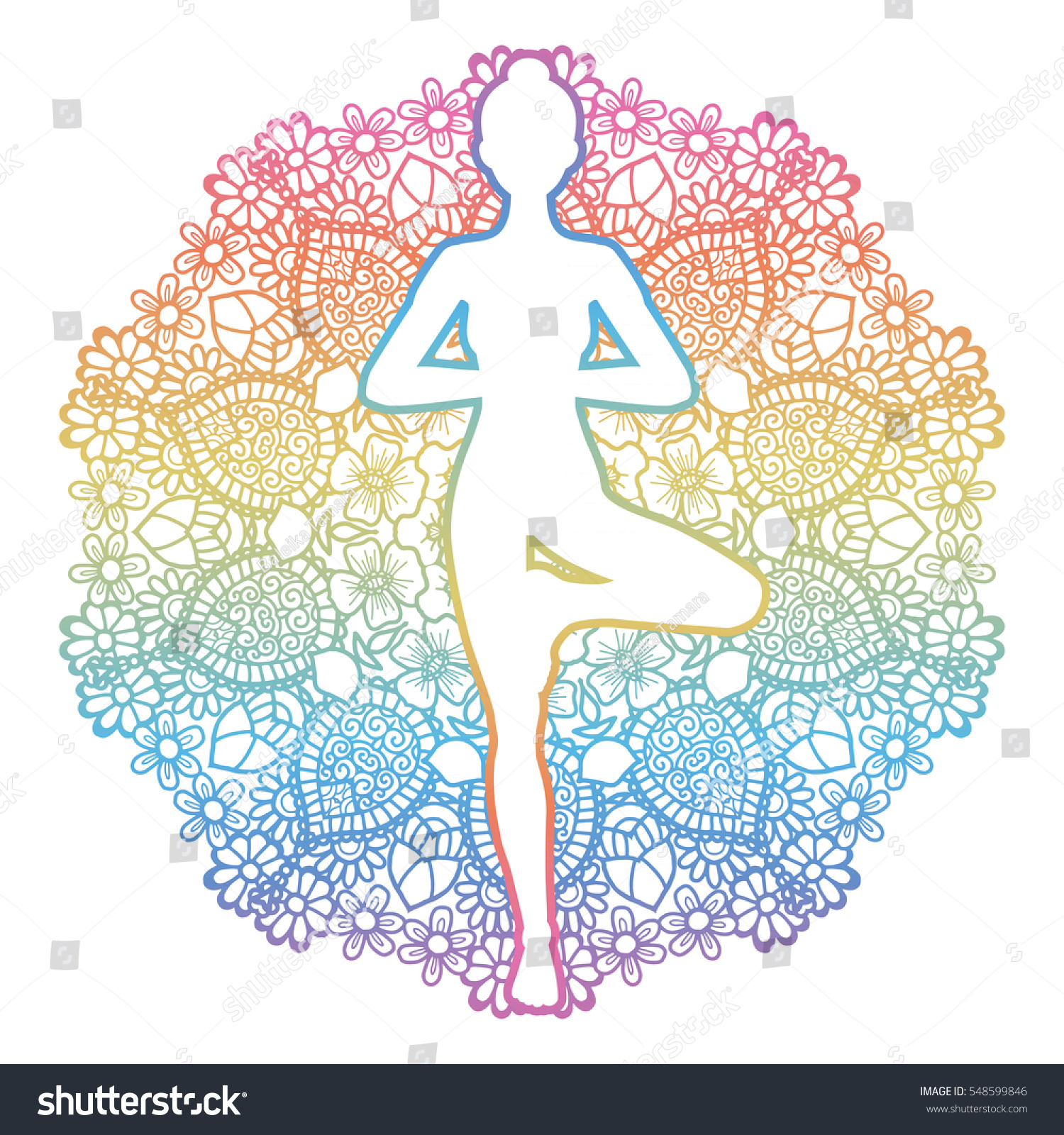 Download Mandala Round Background Women Silhouette Yoga Stock ...
