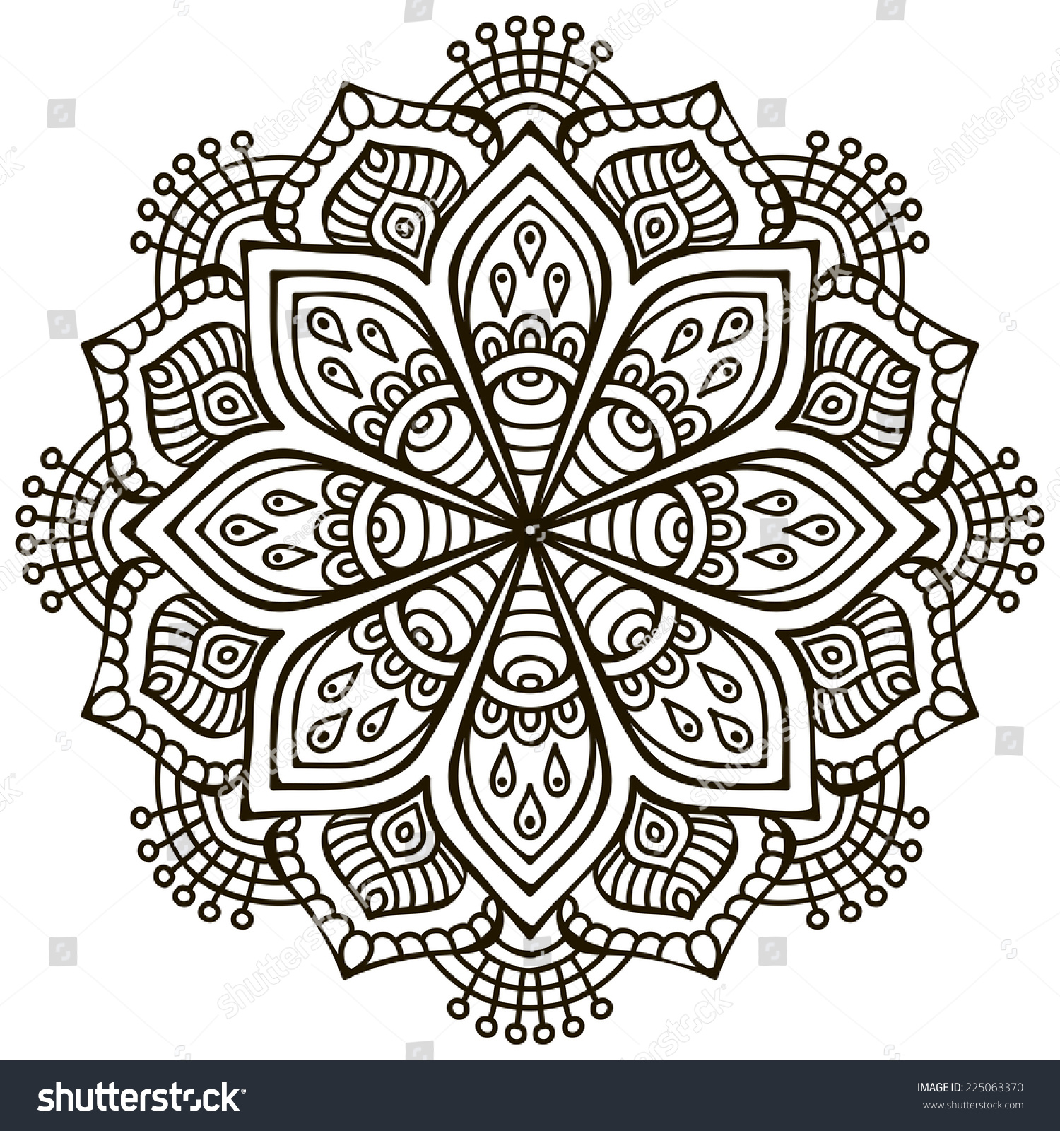 stock vector mandala round ornament pattern vintage decorative elements hand drawn background islam arabic 225063370