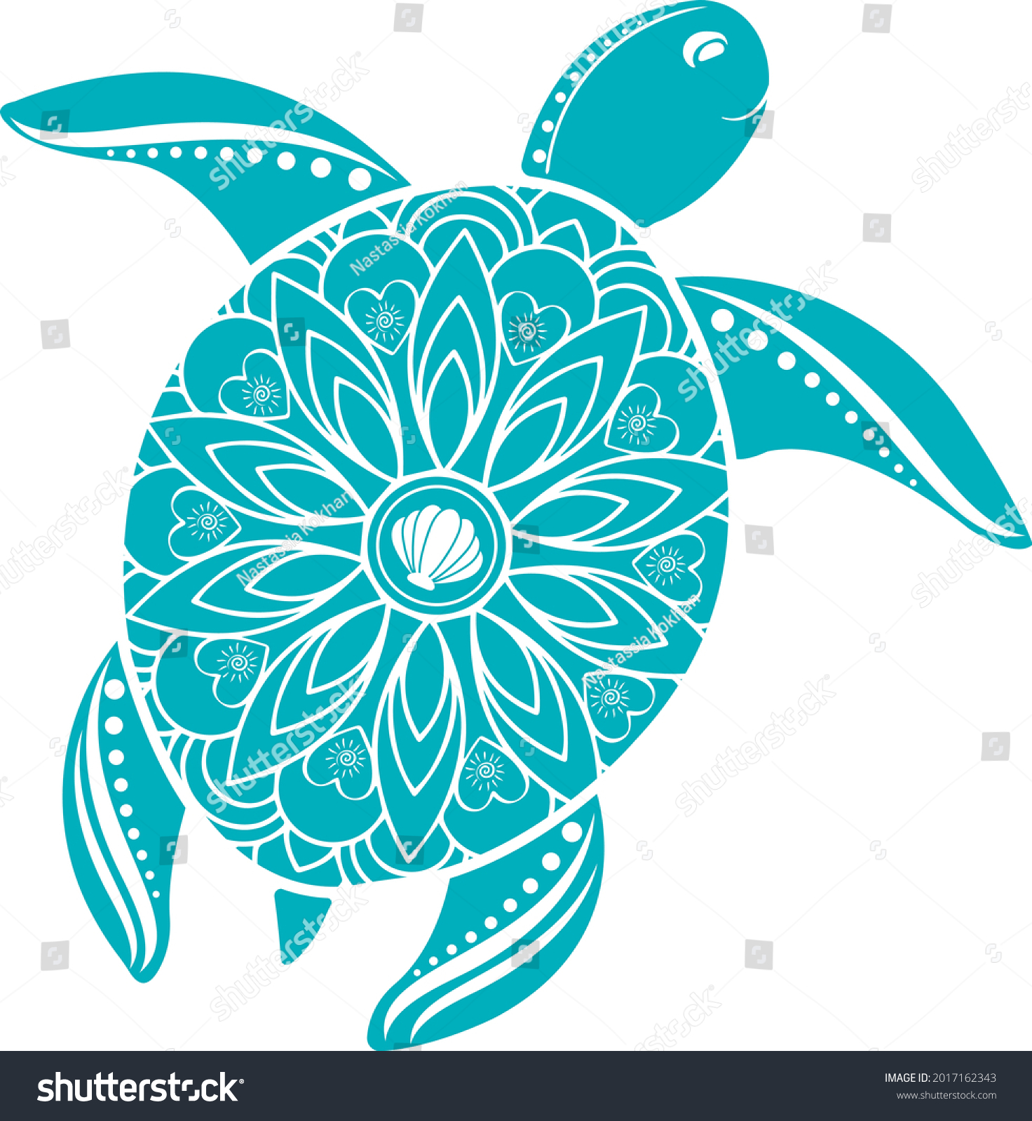 SVG of Mandala turtle svg vector Illustration isolated on white background. Mandala sea turtle silhouette cut file. Sea animal svg. Concept undersea world illustration svg