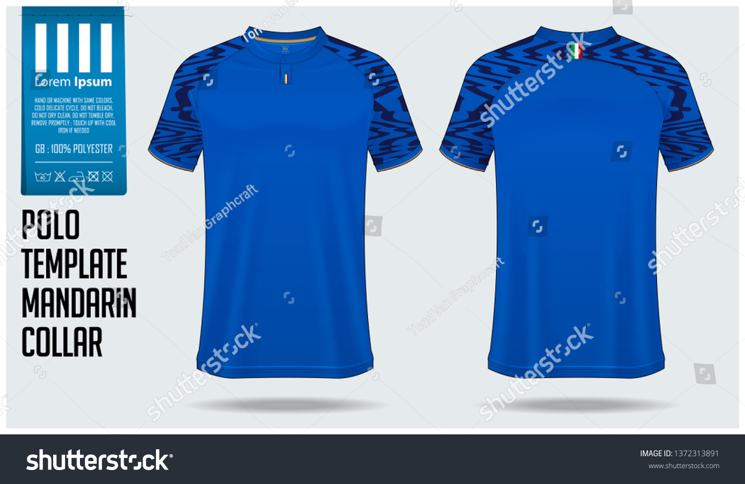 Download Mandarin Collar Polo Shirt Mockup Template Stock Vector Royalty Free 1372313891