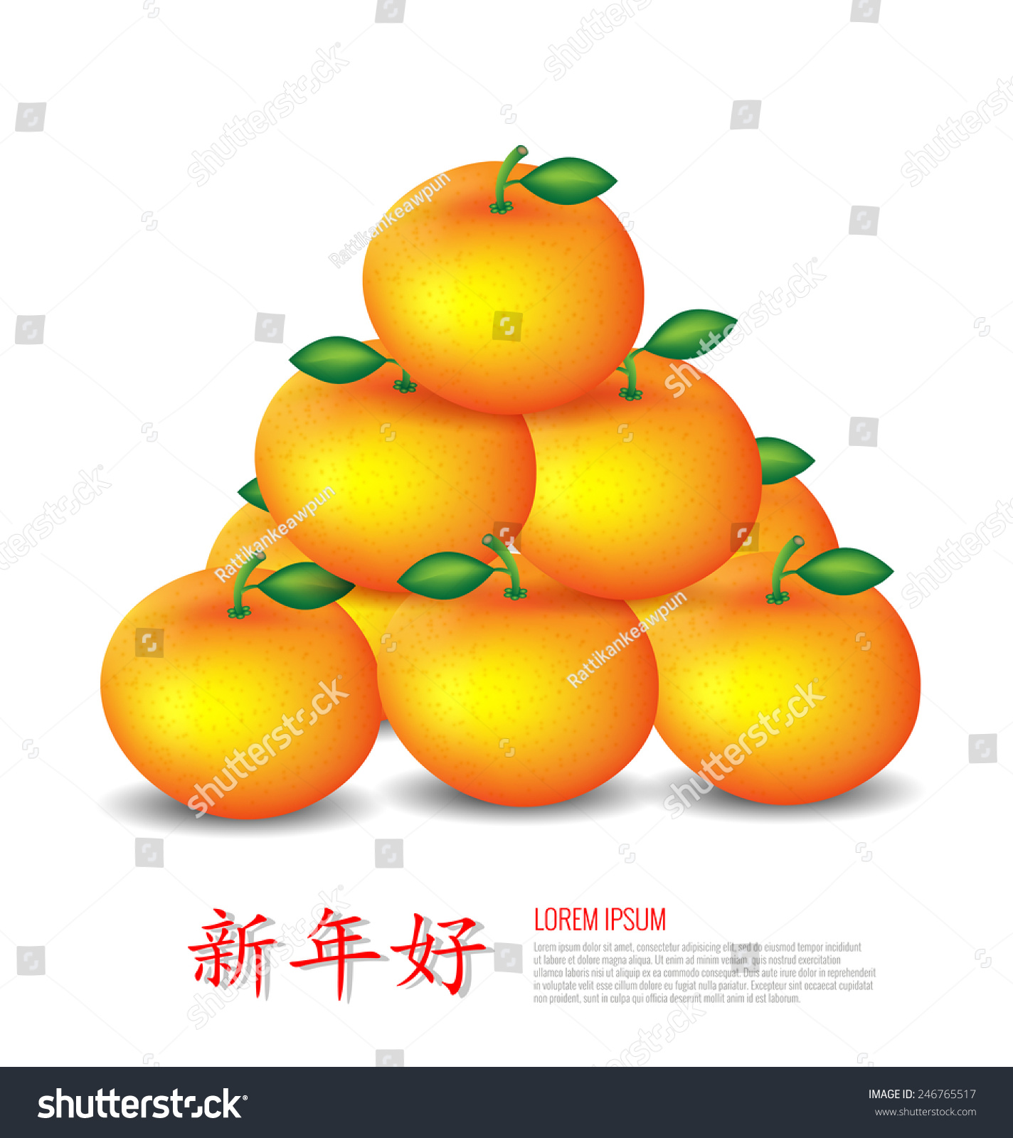 Mandarin Oranges On White Background Chinese Stock Vector Royalty Free 246765517