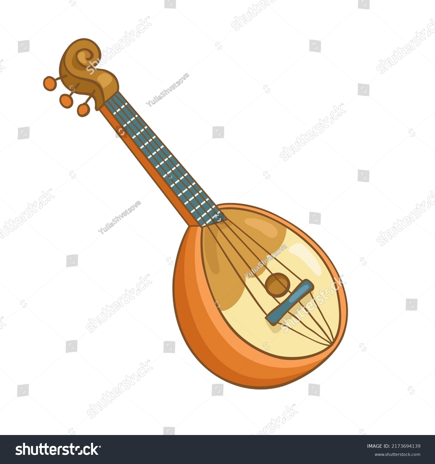 Mandolin Stringed Musical Instrument Cartoon Style Stock Vector ...