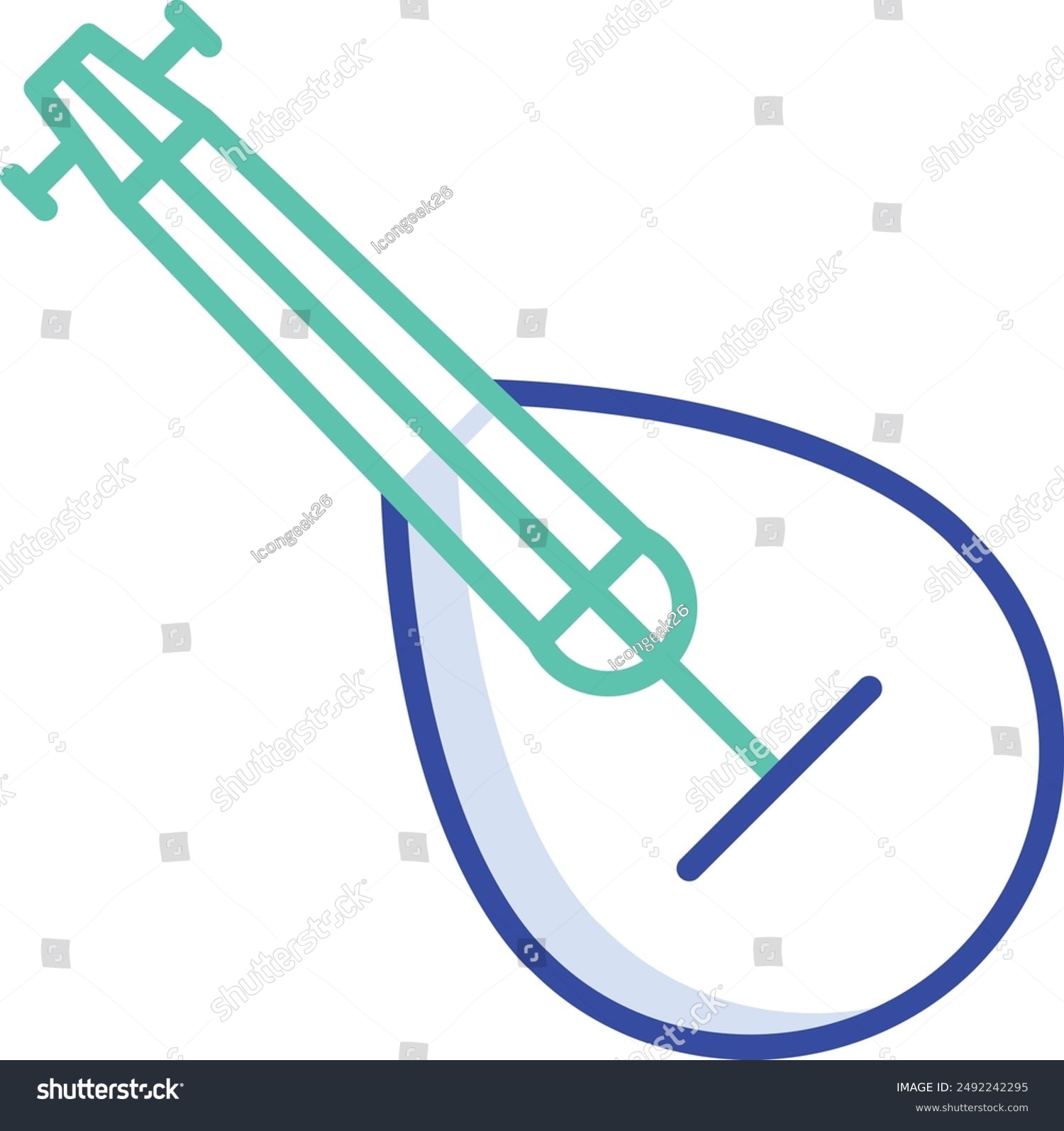 blue and green lute musical instrument clip art preview