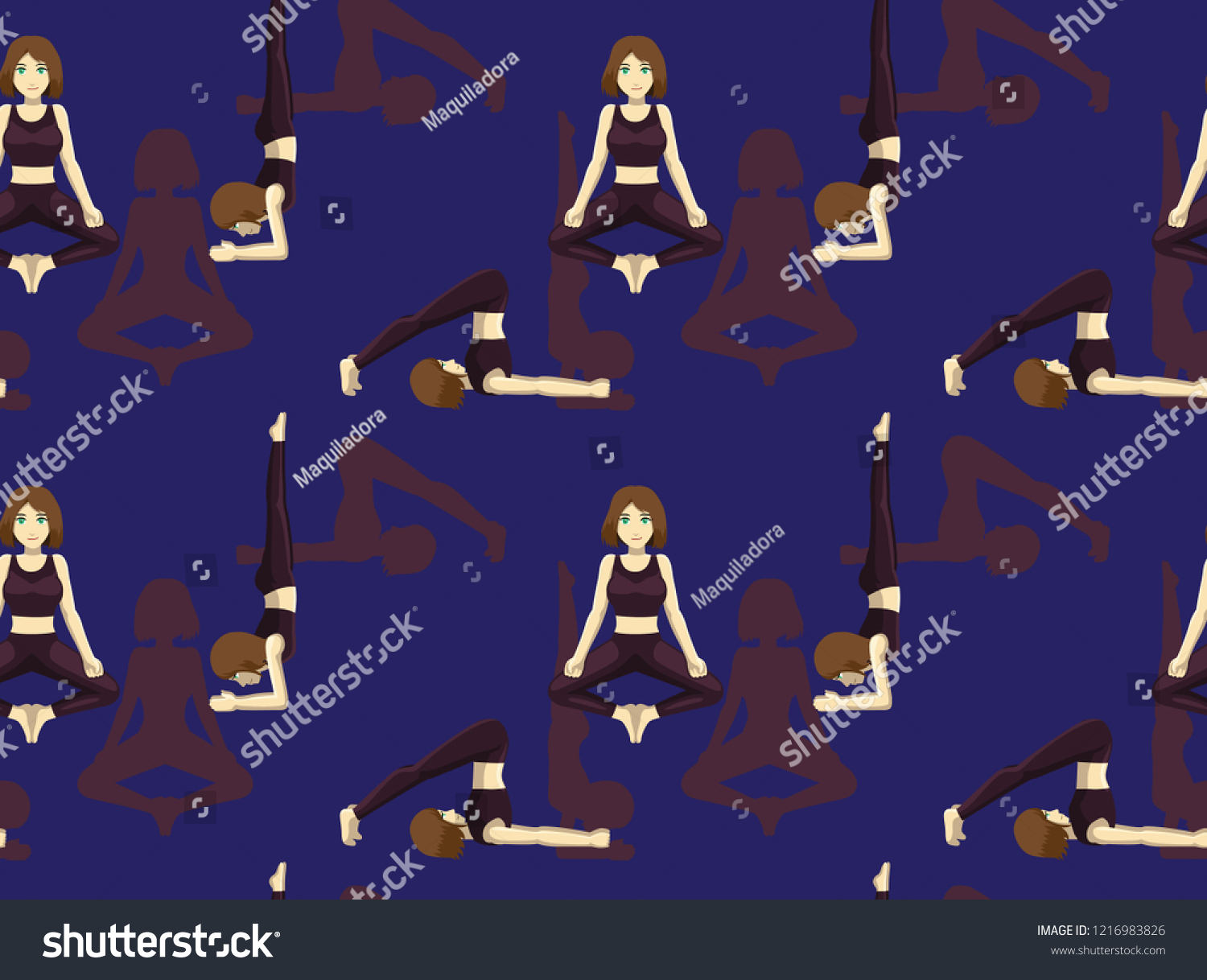 Manga Yoga Plow Pose Cartoon Background Stock Vector (Royalty Free ...