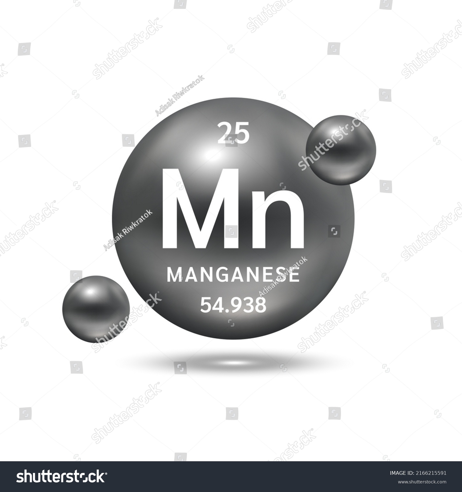 Manganese Molecule Models Black Chemical Formulas Stock Vector (Royalty