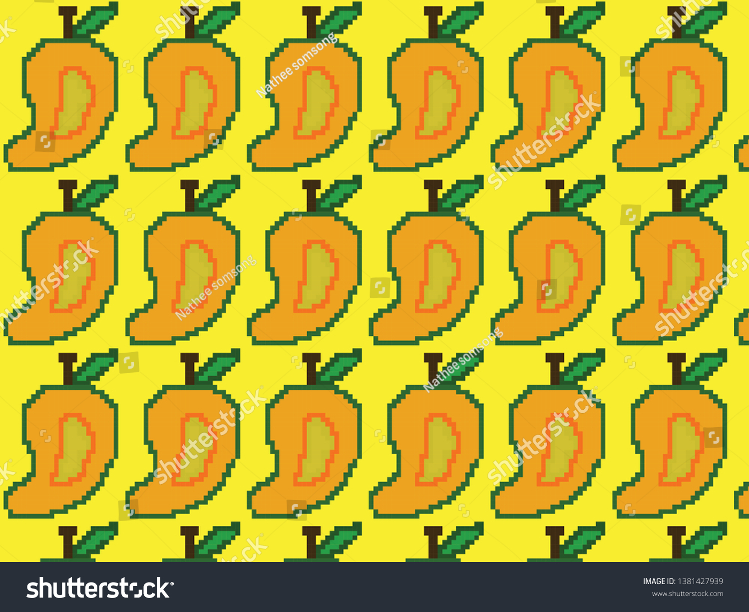 Mango Fruit Pattern Pixel Art Stock Vector (Royalty Free) 1381427939