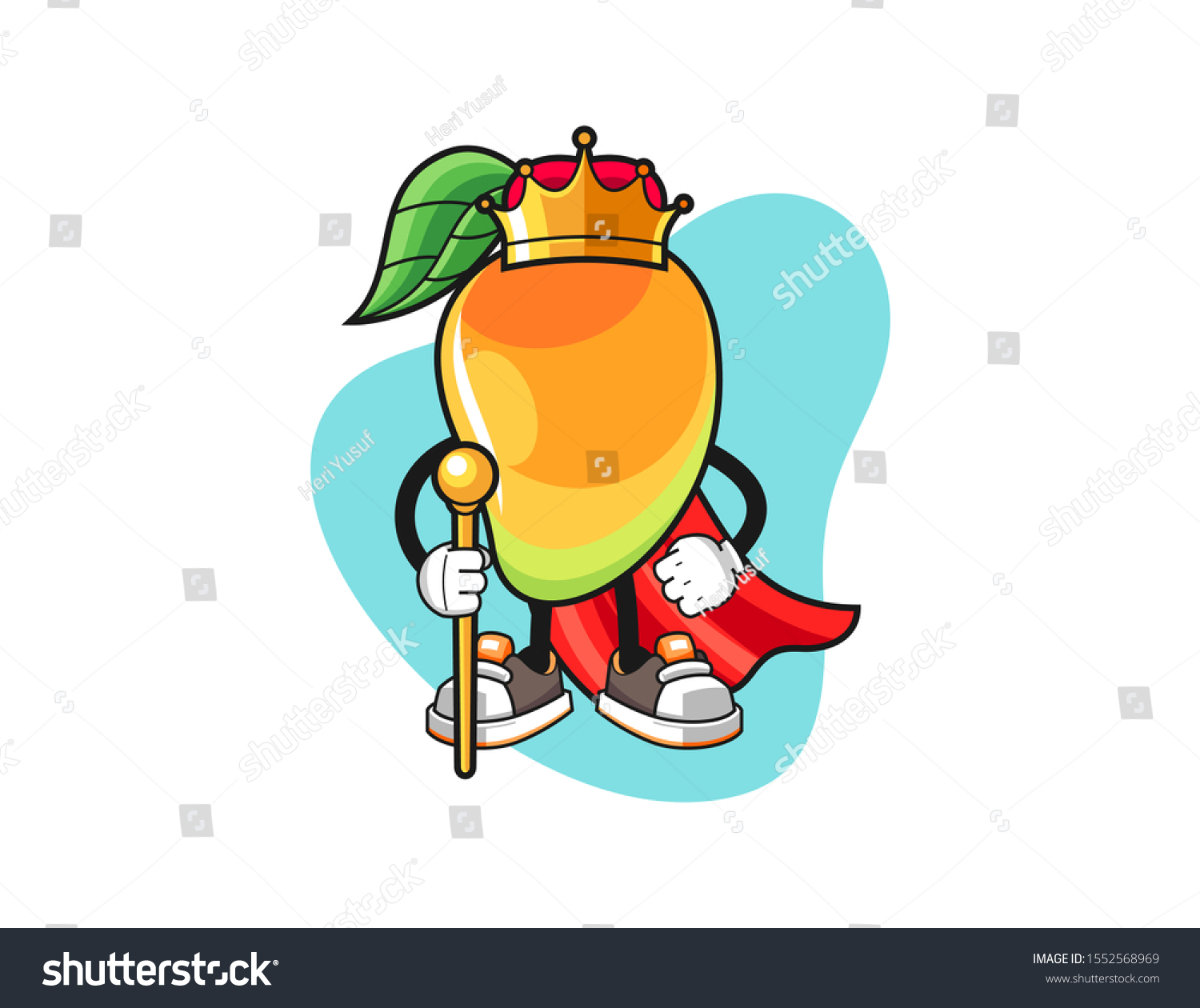 Mango King Cartoon Mascot Character Vector vector de stock (libre de