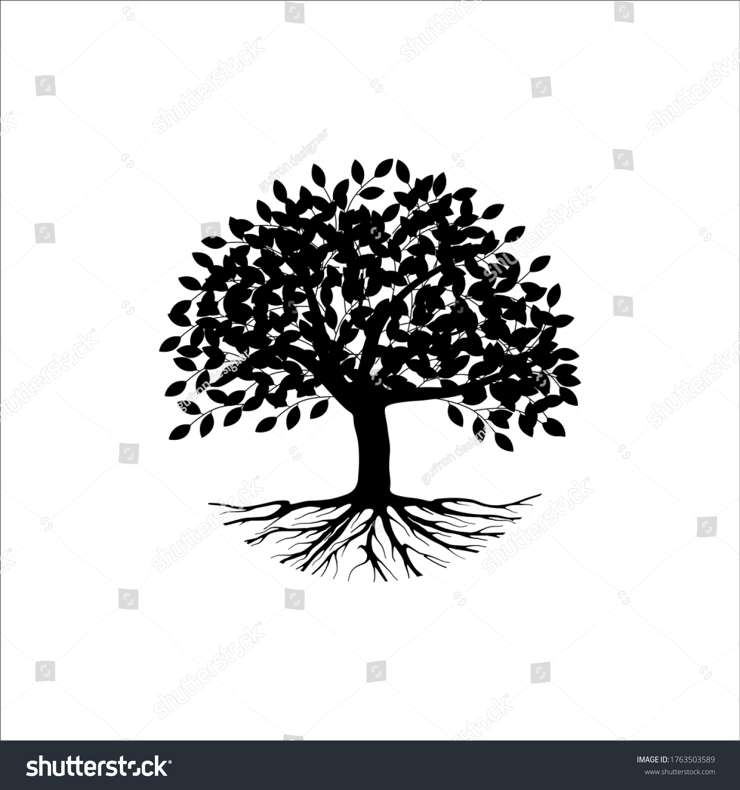 Mangrove Tree Vector Silhouette Black White Stock Vector (Royalty Free ...