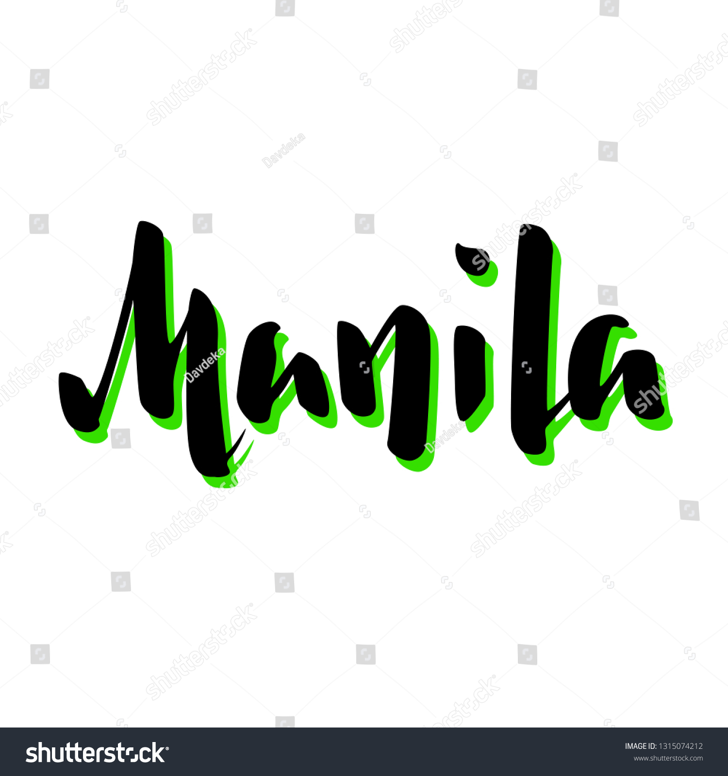 Manila City Name Handwritten Lettering Philippines Stock Vector Royalty Free