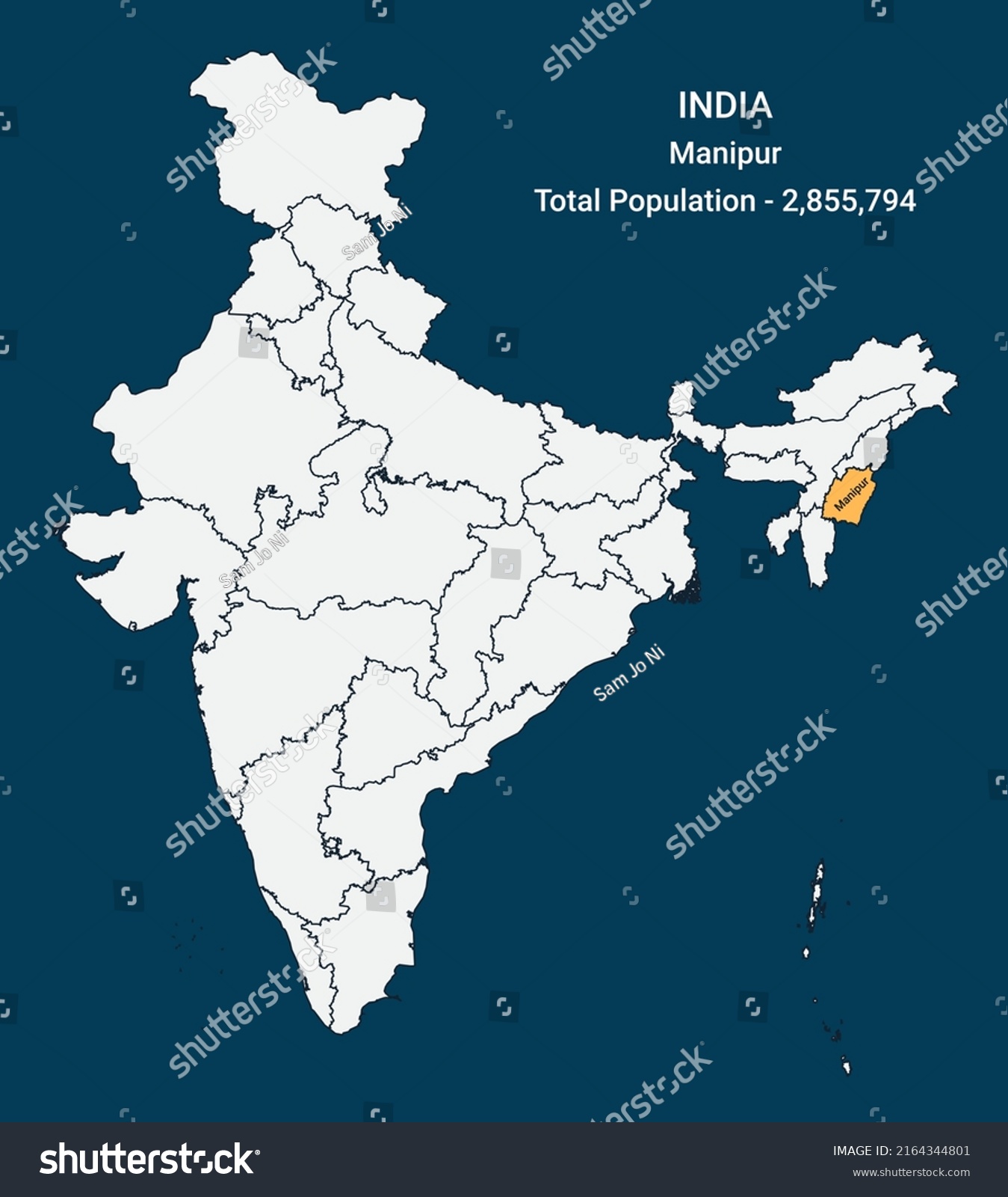 Manipur State Location Population India Stock Vector (Royalty Free ...