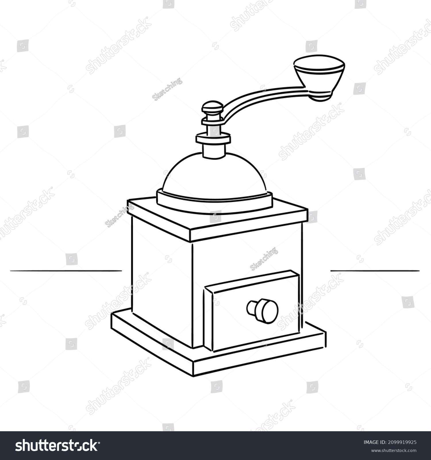 Manual Coffee Grinder Sketch Black White Stock Vector Royalty Free 2099919925 9618