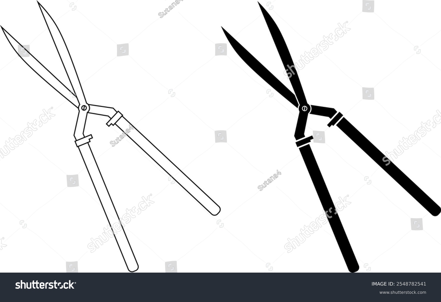 black and white garden shears clip art preview