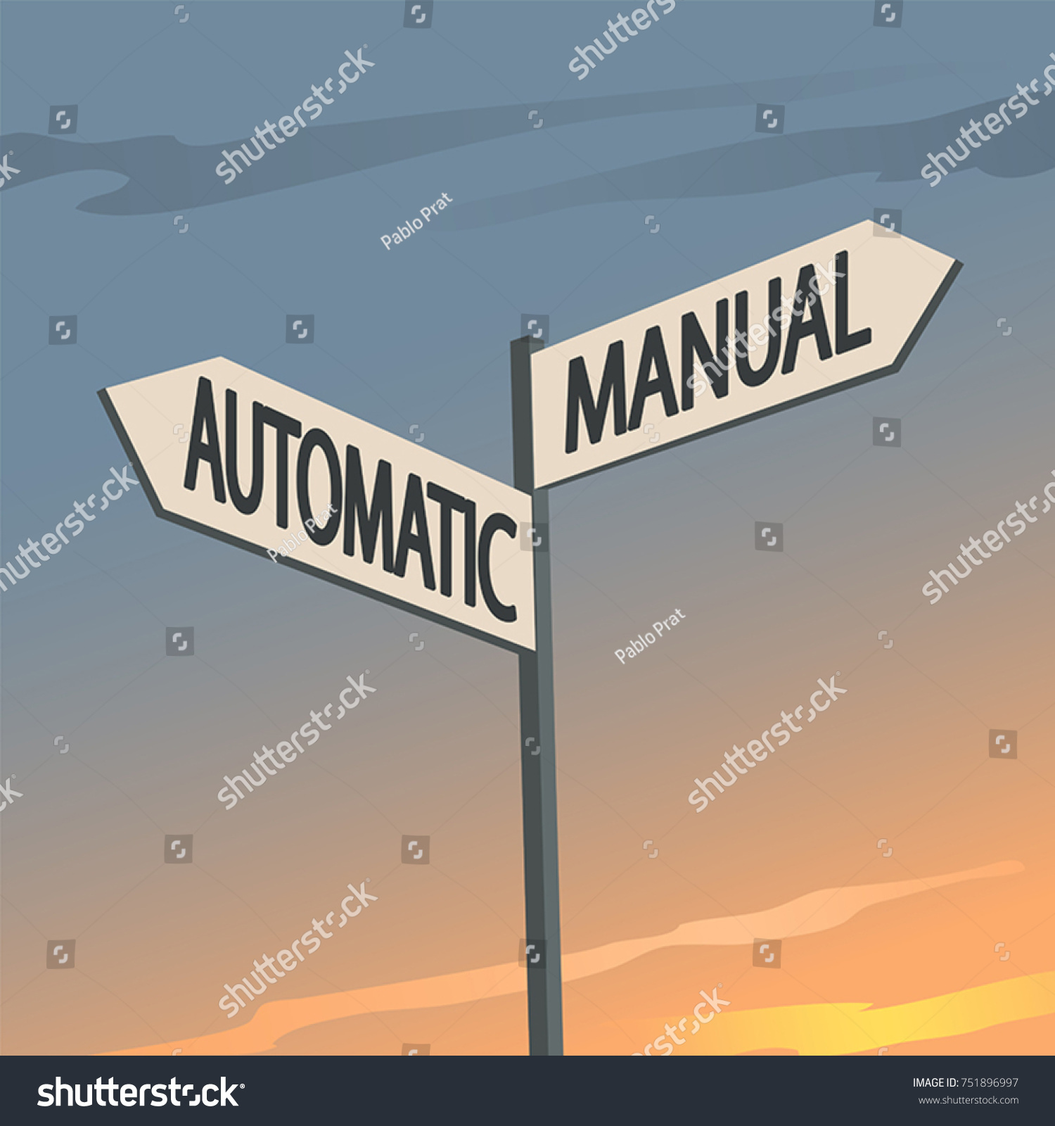 Manual Automatic Indication Sign Stock Vector (Royalty Free) 751896997 ...