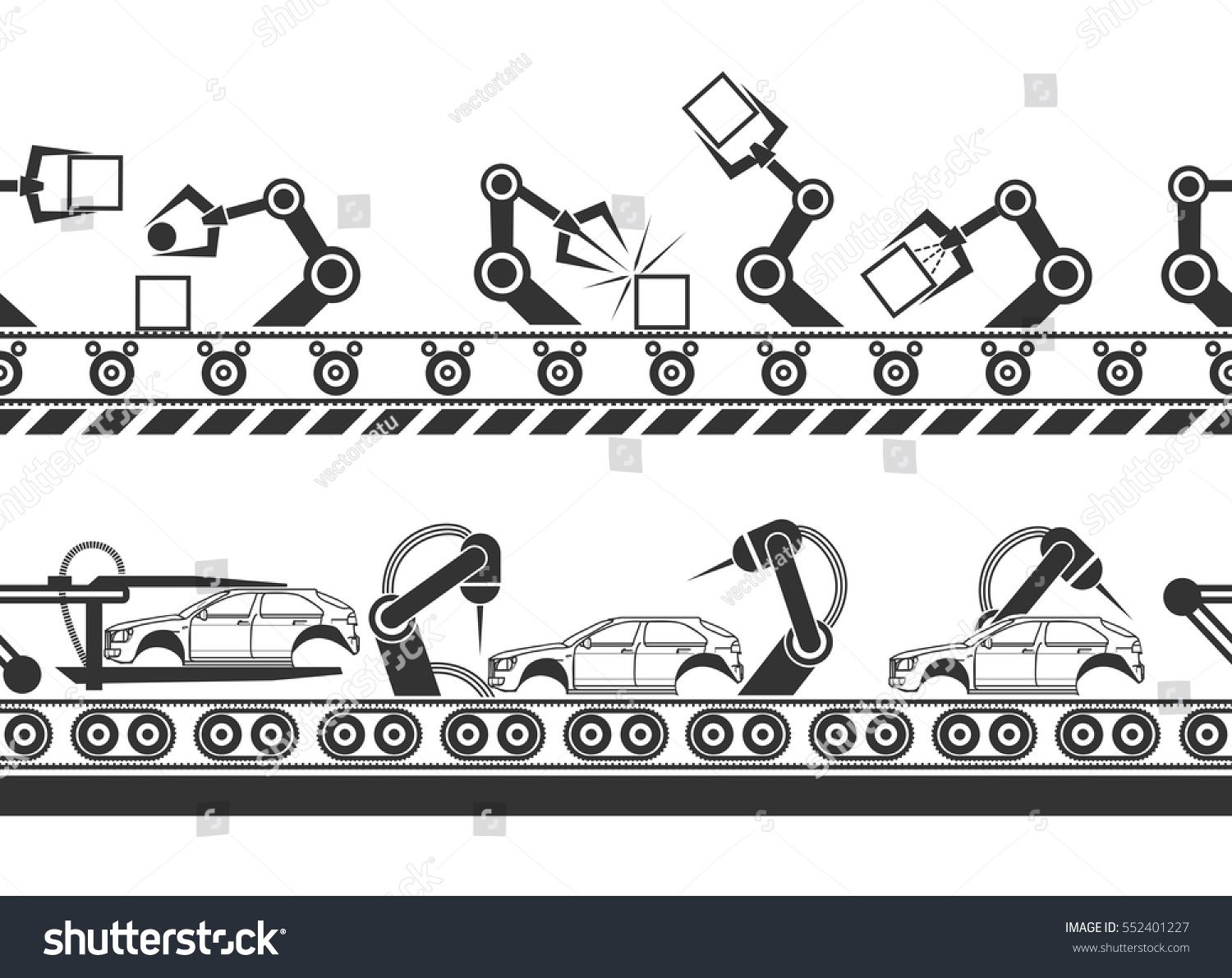 Manufacturing Production Line Conveyor Belt Tracks Stock Vector ...