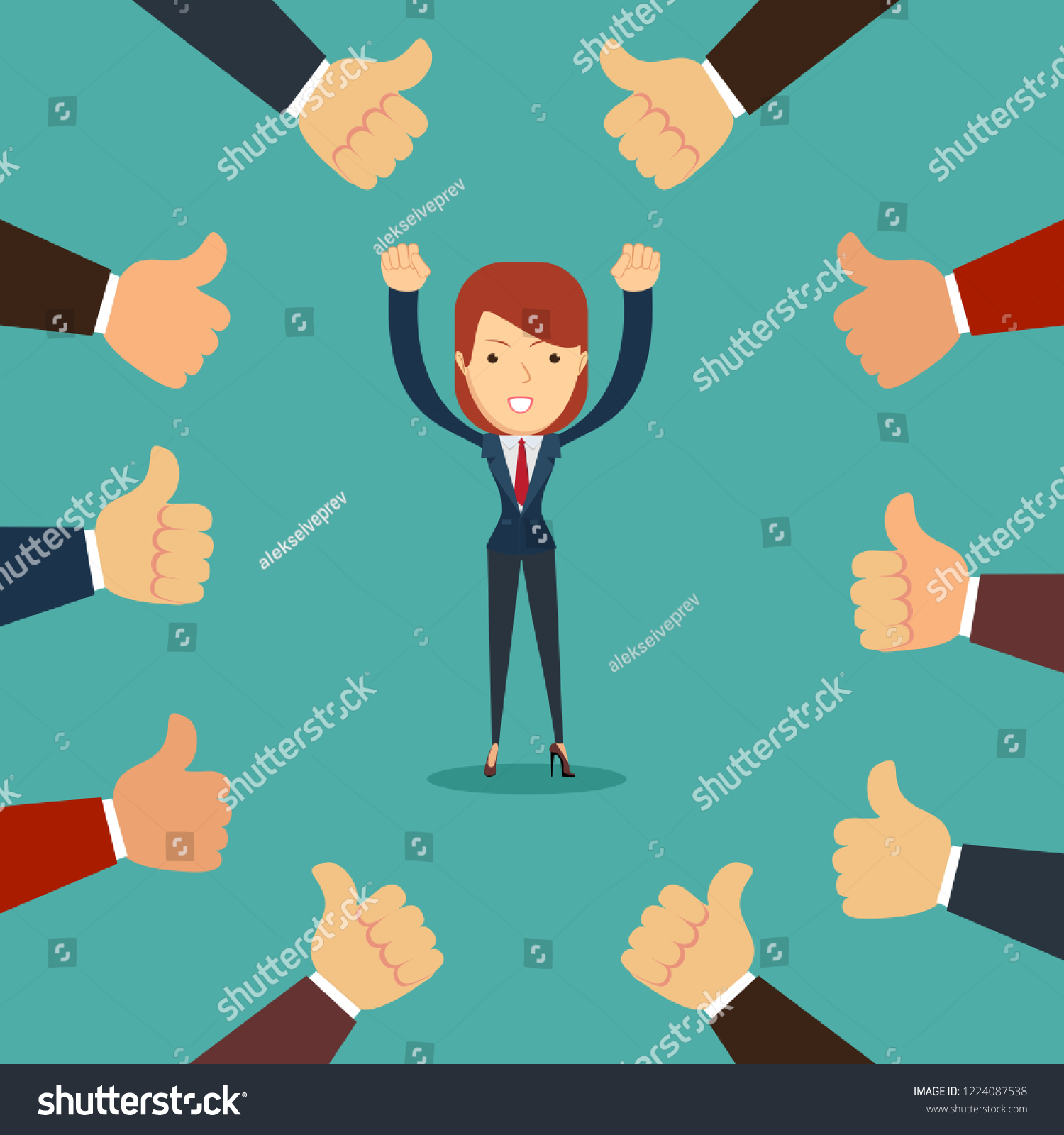 Many Hands Congratulate Winner Thumbs Sign Stock Vector (Royalty Free ...