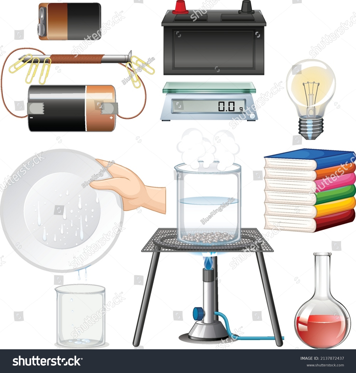 Many Science Equipments On White Background Stock Vector (Royalty Free ...